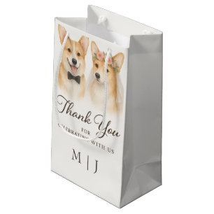Corgi Blush Ivory Wedding Thank you Monograms Small Gift Bag