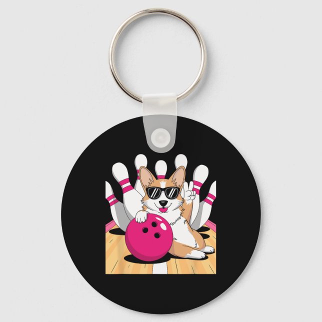 Corgi Bowler Bowling Tenpin  Keychain (Front)