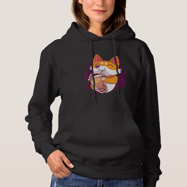 Corgi  Bubble Tea Bobas Corgi Hoodie (Front)