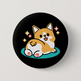 Corgi Butt and Nap Vibes – Cute Sleeping Dog 2 Inch Round Button
