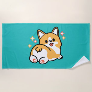 Corgi Butt and Nap Vibes – Cute Sleeping Dog Beach Towel