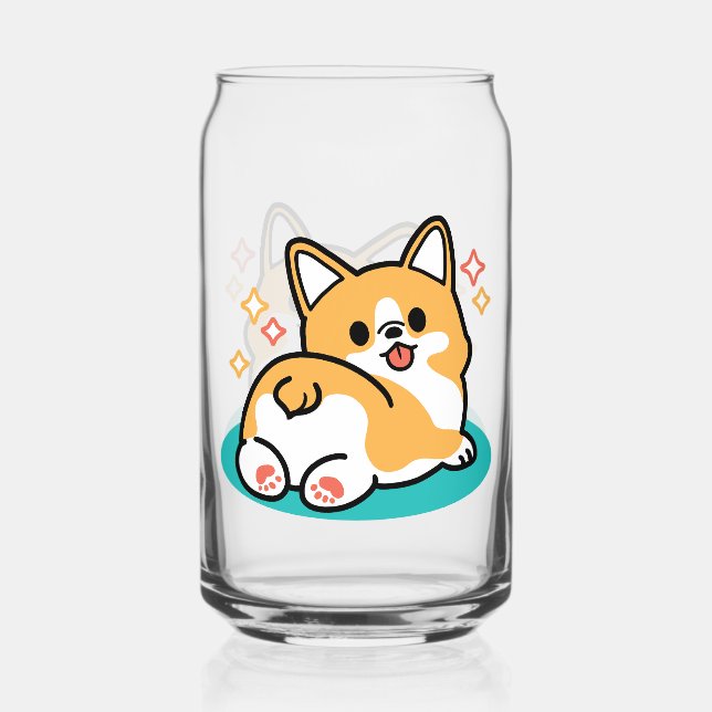 Corgi Butt and Nap Vibes – Cute Sleeping Dog Can Glass (Front)