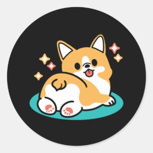 Corgi Butt and Nap Vibes – Cute Sleeping Dog Classic Round Sticker