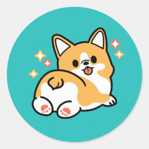 Corgi Butt and Nap Vibes – Cute Sleeping Dog Classic Round Sticker