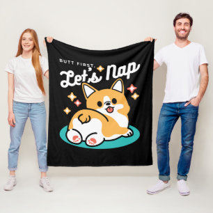 Corgi Butt and Nap Vibes – Cute Sleeping Dog Fleece Blanket