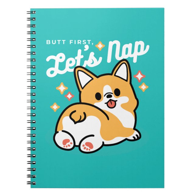 Corgi Butt and Nap Vibes – Cute Sleeping Dog Notebook (Front)