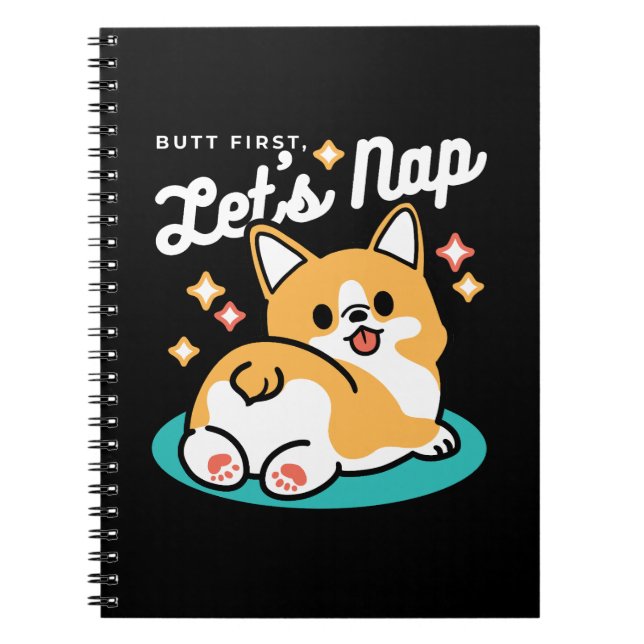 Corgi Butt and Nap Vibes – Cute Sleeping Dog Notebook (Front)