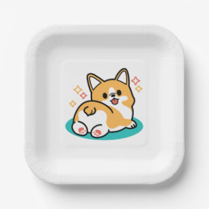 Corgi Butt and Nap Vibes – Cute Sleeping Dog Paper Plate