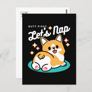 Corgi Butt and Nap Vibes – Cute Sleeping Dog Postcard