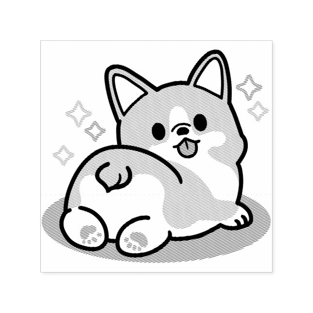 Corgi Butt and Nap Vibes – Cute Sleeping Dog Self-inking Stamp (Design)