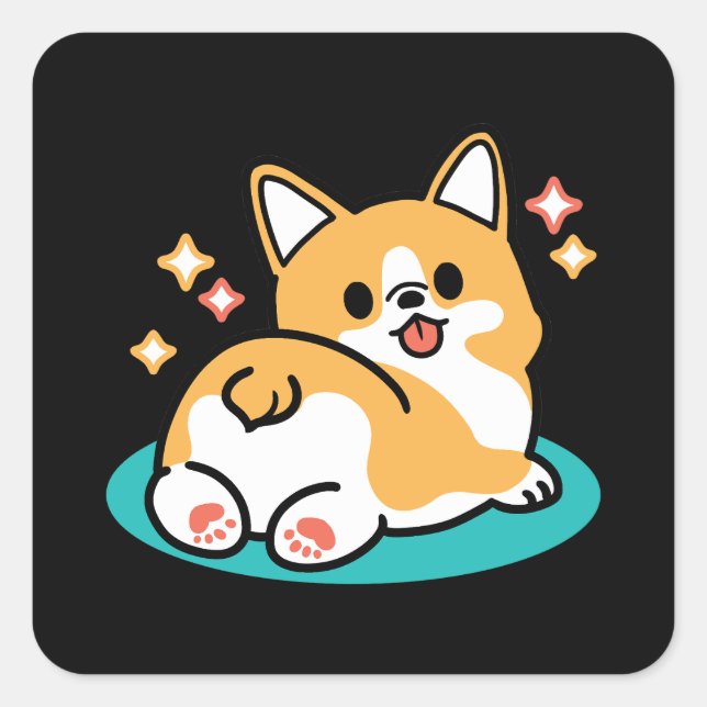 Corgi Butt and Nap Vibes – Cute Sleeping Dog Square Sticker (Front)