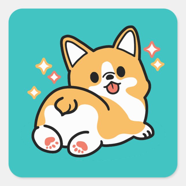Corgi Butt and Nap Vibes – Cute Sleeping Dog Square Sticker (Front)