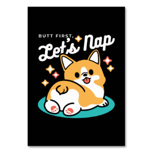 Corgi Butt and Nap Vibes – Cute Sleeping Dog Table Number