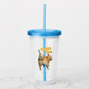 Corgi Butt Birthday Hat Acrylic Tumbler