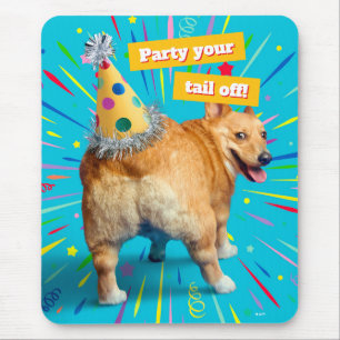 Corgi Butt Birthday Hat Mouse Pad
