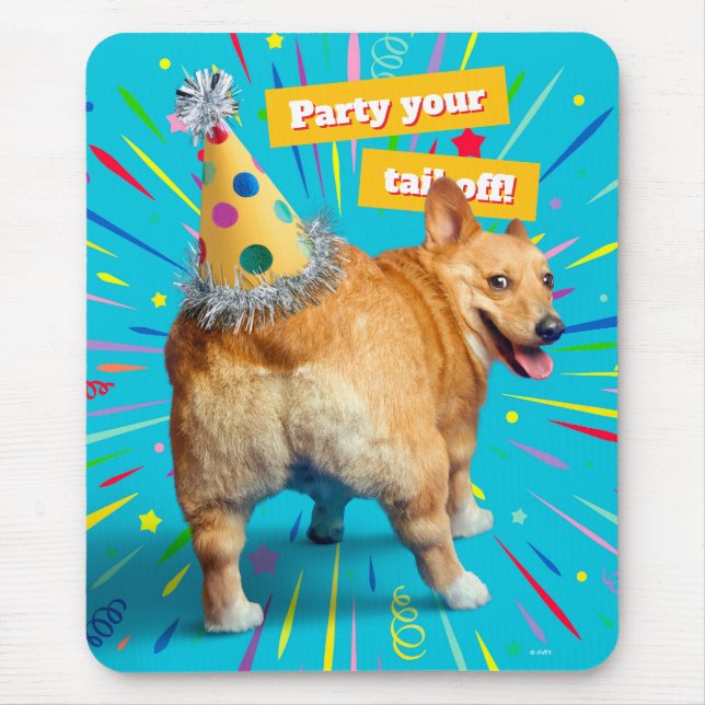 Corgi Butt Birthday Hat Mouse Pad (Front)