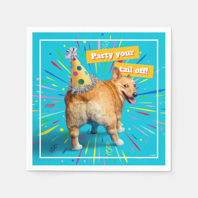Corgi Butt Birthday Hat Napkin (Front)