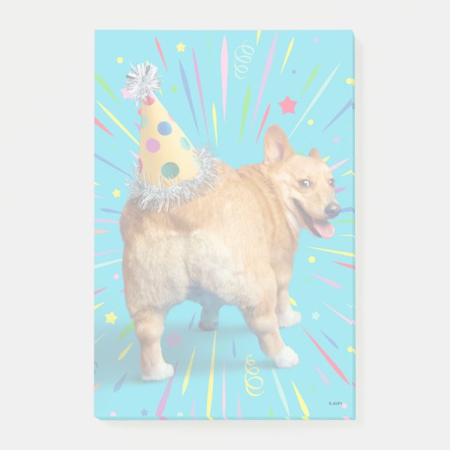 Corgi Butt Birthday Hat Post-it Notes (Front)