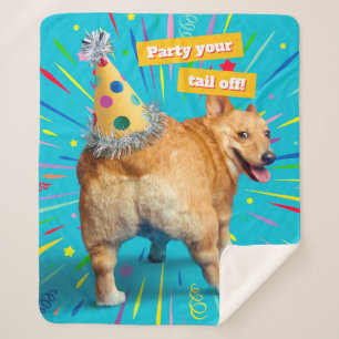 Corgi Butt Birthday Hat Sherpa Blanket