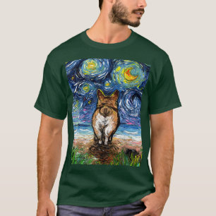 Corgi Butt On The Beach Starry Night Dog Art By Aj T-Shirt