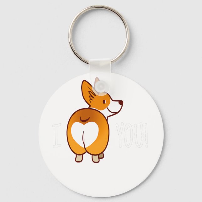 Corgi Butt T-Shirt - Love Dog Pet Puppy Couples Gi Keychain (Front)