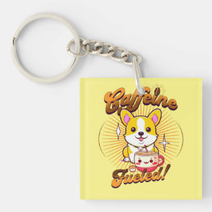 CORGI CAFFEINE FUELED! KEYCHAIN