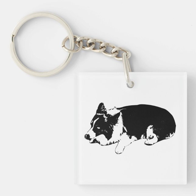 corgi calm carry joy keychain (Front)