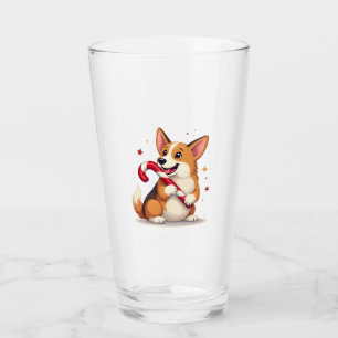Corgi Candy Cane Joy Glass