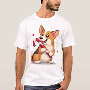 Corgi Candy Cane Joy T-Shirt
