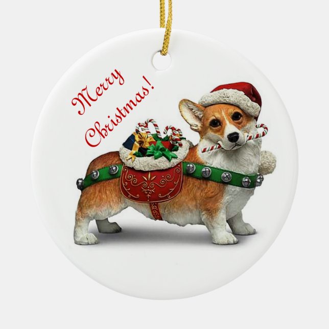 Corgi Ceramic Ornament (Front)
