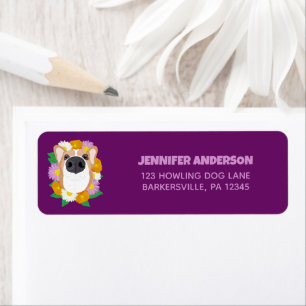 Corgi Chien avec Fleurs Violet Adresse de retour