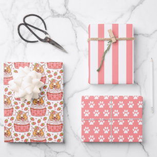 Corgi Chien Cupcake Enveloppement Papier Ensemble 