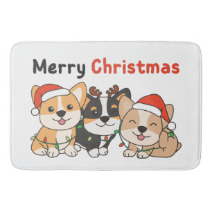 Corgi Christmas Animals Cute Dogs Merry Christmas  Bath Mat