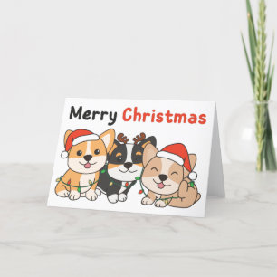 Corgi Christmas Animals Cute Dogs Merry Christmas Holiday Card