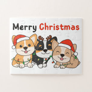Corgi Christmas Animals Cute Dogs Merry Christmas  Jigsaw Puzzle