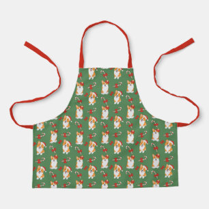 Corgi Christmas Candy Cane Pattern Apron