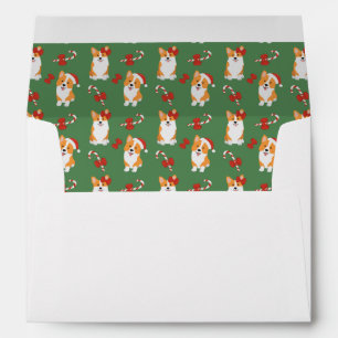 Corgi Christmas Candy Cane Pattern Envelope