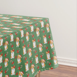 Corgi Christmas Candy Cane Pattern Tablecloth