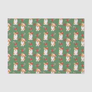 Corgi Christmas Candy Cane Pattern Tissue Paper
