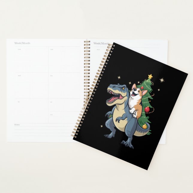 Corgi Christmas Dinosaur Tree Rex Holiday Xmas  Planner (Display)