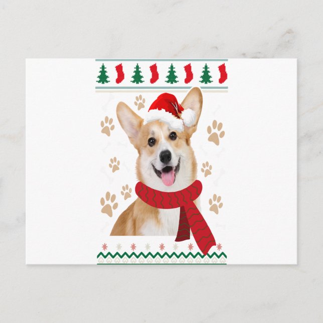 Corgi Christmas Dog Boys Kids Girls  Merry Christm Announcement Postcard (Front)