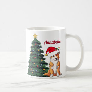 Corgi Christmas Dog in Santa Hat Cute Personalized Coffee Mug