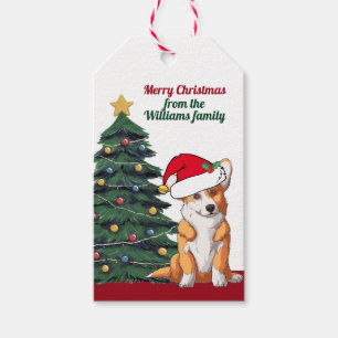 Corgi Christmas Dog in Santa Hat Cute Personalized Gift Tags