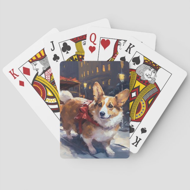 Corgi Christmas Festive Season Playing Cards (Back)