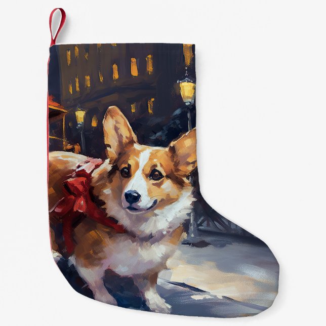 Corgi Christmas Festive Season Small Christmas Stocking (Front)
