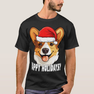 Corgi Christmas Gift Yappy Holidays Santa Dog T-Shirt