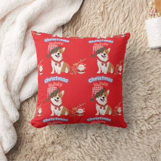 Corgi Christmas in July Ornament Throw Pillow