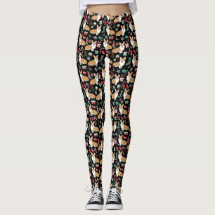 Corgi Christmas Leggings - black