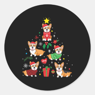 Corgi Christmas Ornament Tree Classic Round Sticker