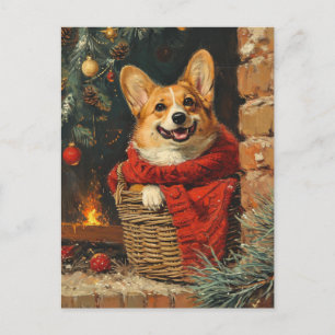 Corgi christmas  postcard